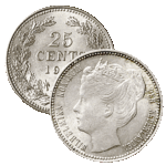 25 Cent 1901b  Smalle Hals Wilhelmina